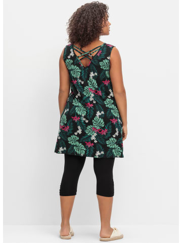 sheego Shirt und Leggings in schwarz-gemustert