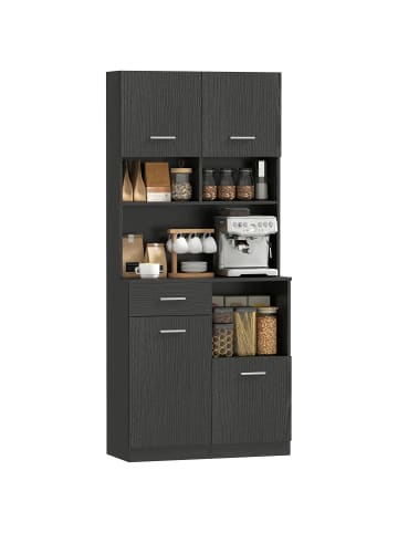 HOMCOM Küchenschrank-80L x 35B x 180H cm-Schwarz