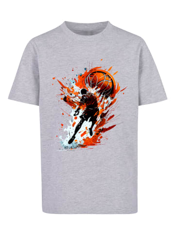 F4NT4STIC T-Shirt Basketball Splash Sport  UNISEX in grau meliert