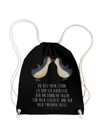 Mr. & Mrs. Panda Turnbeutel Pinguin Liebe mit Spruch in Schwarz
