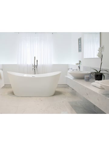 Beliani Freistehende Badewannen ANTIGUA in Weiß/Silber - (W) 75 x (H) 72 x (L) 150 cm