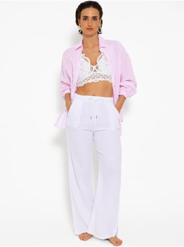 SASSYCLASSY Ultra Oversize Musselin Bluse in Pink, Weiß