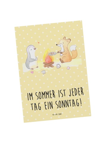 Mr. & Mrs. Panda Postkarte Sommer Sonntag mit Spruch in Gelb Pastell