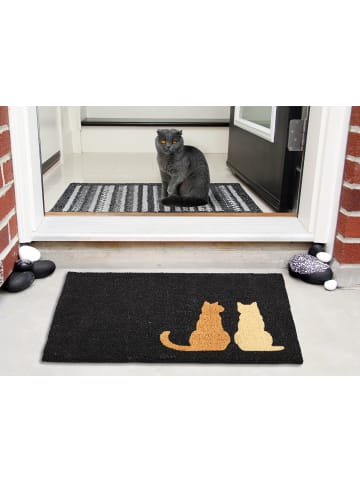 Beliani Fußmatte NAPALIT in Schwarz/Beige - (W) 60 x (L) 90 cm