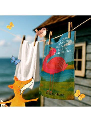 Mr. & Mrs. Panda Mini-Handtuch Flamingo Stolz Design mit Spruch in Weiß