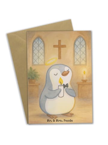 Mr. & Mrs. Panda Glückwunschkarte Pinguin Kommunion Design ohne ... in Weiß