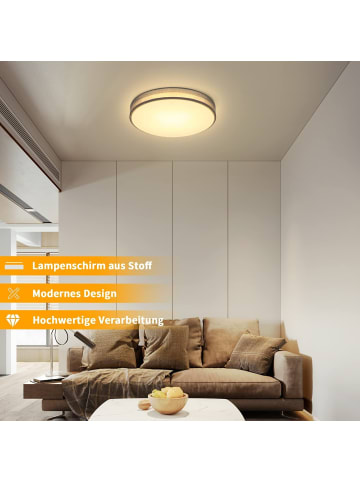 ZMH Deckenleuchte LED Rund in grau Modern 12W Stoff 3000K Warmweiß Ø30CM