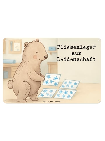Mr. & Mrs. Panda Dekoschild Metall Fliesenleger Leidenschaft Des... in Weiß