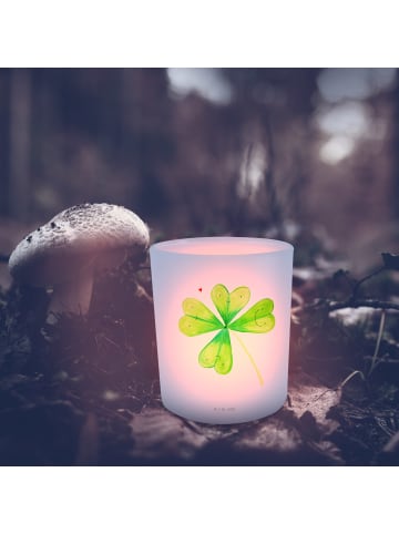 Mr. & Mrs. Panda Outdoor Windlicht Blume Kleeblatt ohne Spruch in Transparent