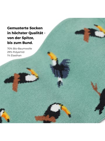 von Jungfeld Gemusterte Socken Tukan in Türkis