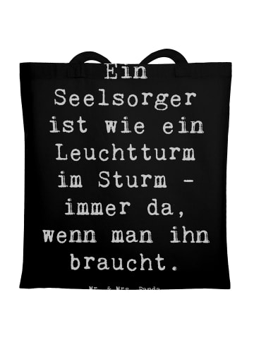 Mr. & Mrs. Panda Shopper Bag Spruch Seelsorger Leuchtturm mit Sp... in Schwarz