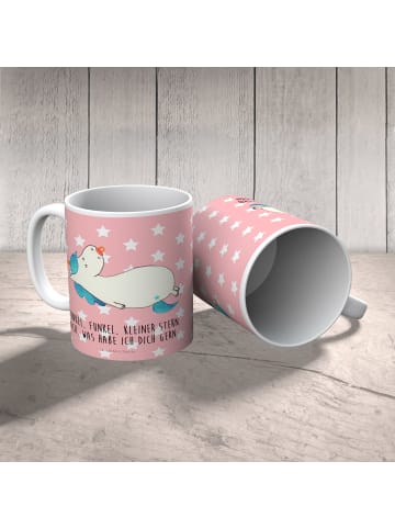 Mr. & Mrs. Panda Kinderpott Einhorn Schnuller mit Spruch in Rot Pastell