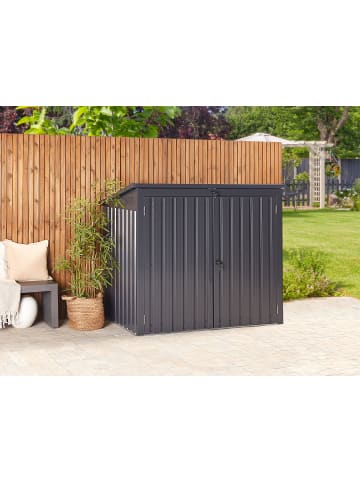 Beliani Gerätehaus mit Holzunterstand MOENA in Grau - (W) 158 x (H) 134 x (L) 96 cm