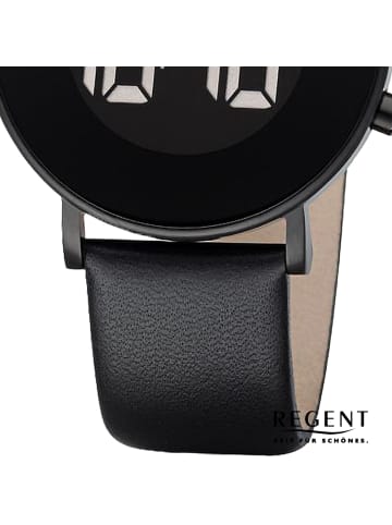 Regent Digital-Armbanduhr Regent Lederarmband schwarz groß (ca. 40mm)
