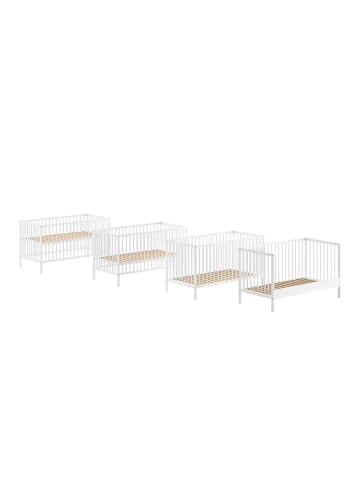 58 aufm Kessel BABYBETT Kara-lynn 144x84x76 aus Massivholz in Buche Weiß