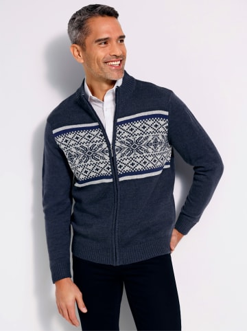 Sieh an! Strickjacke in marine-steingrau-meliert