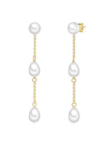 Valero Pearls Ohrringe aus Sterling Silber mit Süßwasser-Zuchtperle in gelbgold
