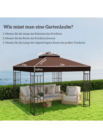 Outsunny Pavillon Ersatzdach in Kaffee 300L x 300B x 1H cm