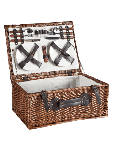 Beliani 17-tlg Picknickkorb PRUNEAU in Braun/Weiß