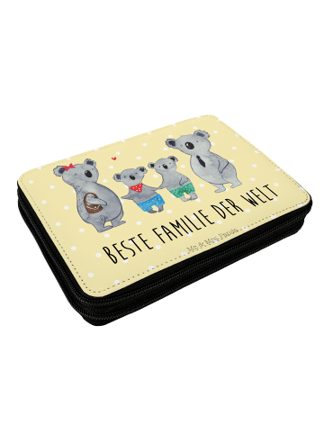 Mr. & Mrs. Panda Etui für Stifte Koala Familie zwei mit Spruch in Gelb Pastell