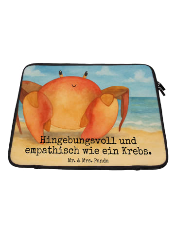 Mr. & Mrs. Panda Laptop Hülle Sternzeichen Krebs Design mit Spruch in Weiß
