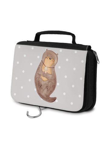 Mr. & Mrs. Panda Schminktasche Otter Muschel ohne Spruch in Grau Pastell