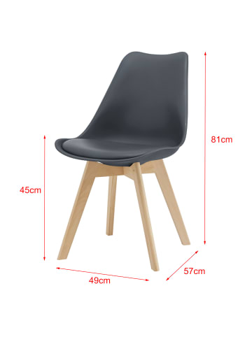 en.casa 6er-Set Esszimmerstuhl Fläten in Grau (H)81cm (B)49cm (T)57cm