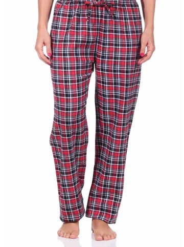 NORMANN Flanell Schlafanzug Hose kariert Baumwolle - 70813 in rot