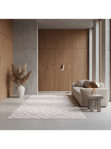 KADIMA DESIGN Teppich Kurzflor Waschbar Geometrisch INN Strapazierfähig OEKO-TEX in Pink