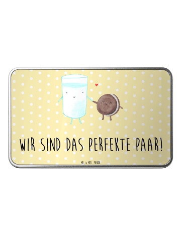 Mr. & Mrs. Panda Geschenkverpackung Milch Keks mit Spruch in Gelb Pastell