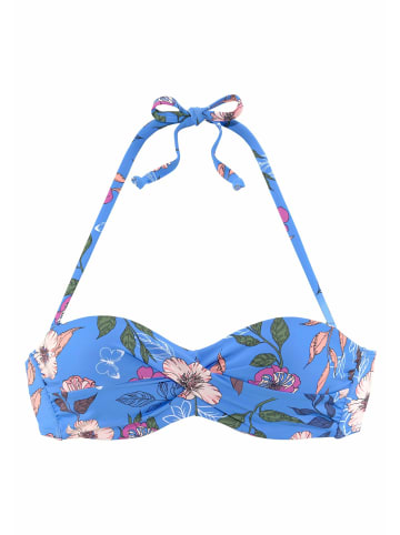 S. Oliver Bügel-Bandeau-Bikini-Top in blau-bedruckt