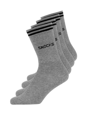 SNOCKS Hohe Sportsocken mit Streifen aus Bio-Baumwolle 4 Paar in Grau