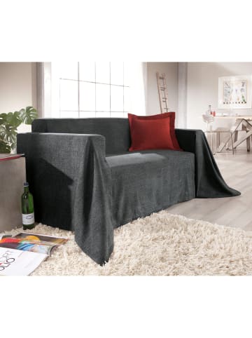 Erwin Müller Sessel- u. Sofaüberwurf in anthrazit/schwarz