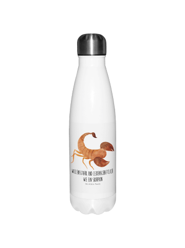 Mr. & Mrs. Panda Thermosflasche Sternzeichen Skorpion mit Spruch in Weiß