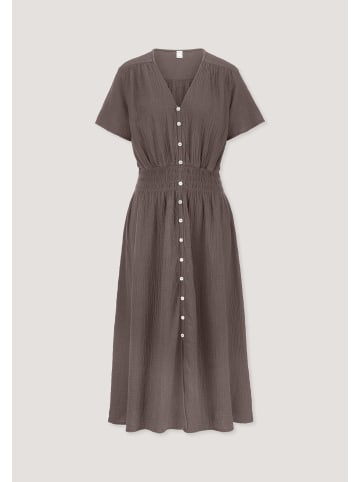 Hessnatur Hessnatur Gewebe Kleid mit Taillierung Midi aus reiner Bio-Baumwolle in mocca