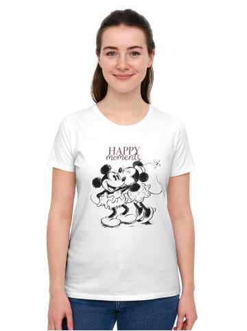 Disney Disney Minnie Mouse T-Shirt Happy Moments Oberteil Frauen Shirt Top in weiß