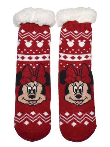 MINNIE MOUSE Disney Minnie Mouse Hüttensocken Haussocken Kuschelsocken Socken in rot