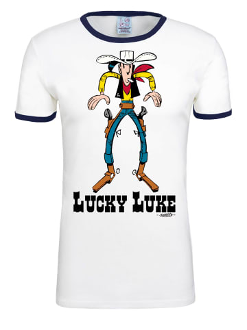 Logoshirt T-Shirt Lucky Luke in weiss-dunkelblau