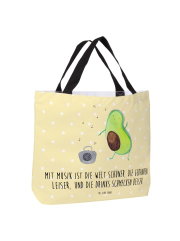 Mr. & Mrs. Panda Strandtasche Avocado Tanzen mit Spruch in Gelb Pastell