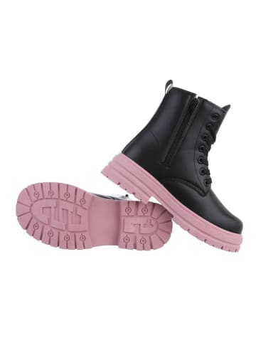 Ital-Design Stiefelette in Schwarz und Rosa