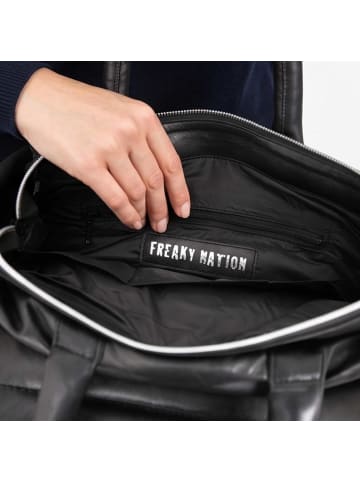 FREAKY NATION Lederjacke Lederhandtasche Lammnappa Materialmix in Schwarz