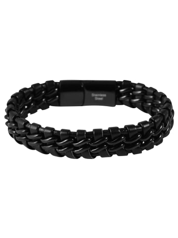 Adeliás Unisex Armband aus Leder 21 cm in schwarz