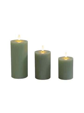 relaxdays 3 x LED Kerzen in Salbei