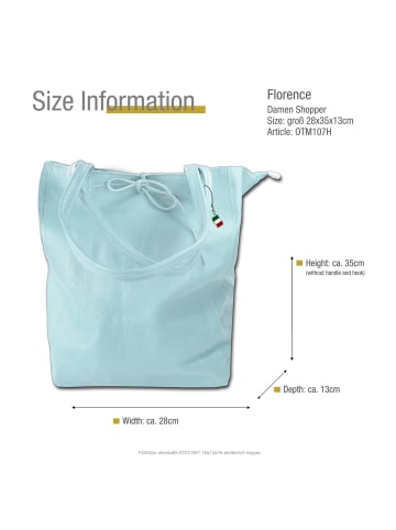 Florence Leder Shopper, Schultertasche Florence Tasche hellblau ca. 28cm