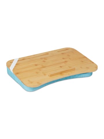 relaxdays Laptopkissen in Natur/ Blau