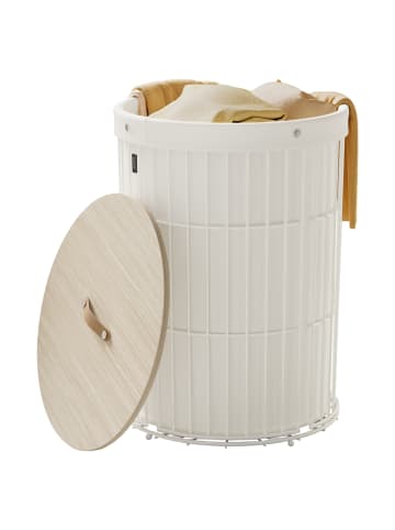 SONGMICS Wäschekorb Stout in Cremeweiß - (B)46 x (H)61 x (T)46 cm