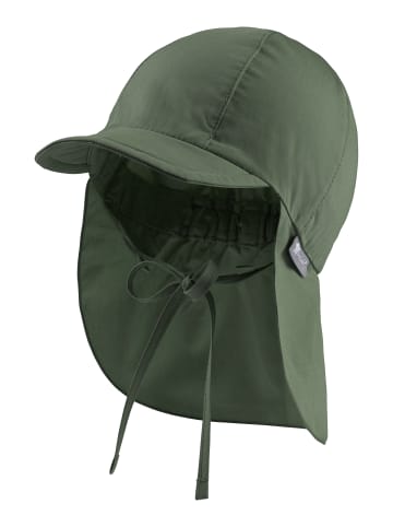 Sterntaler Schirmmütze mit Nackenschutz uni in dunkelgrün
