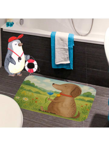 Mr. & Mrs. Panda Badematte Hund Blume Design ohne Spruch in Weiß
