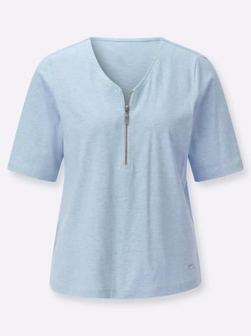 WITT WEIDEN V-Shirt in hellblau-meliert