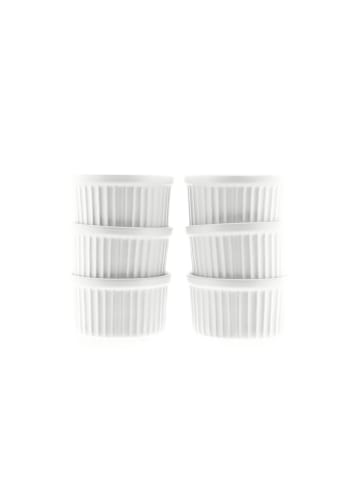 Almina Almina 6 Teiliger Muffinform-Set Schale aus Porzellan Rund in Weiß